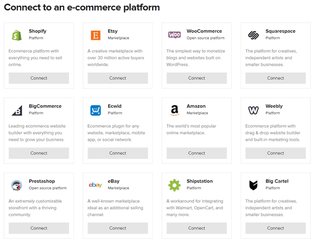 List of ecommerce platforms that easily integrates with Printful App