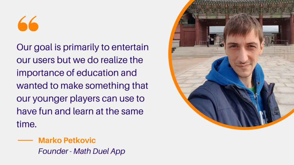 Marko Petkovic Founder Math Duel App