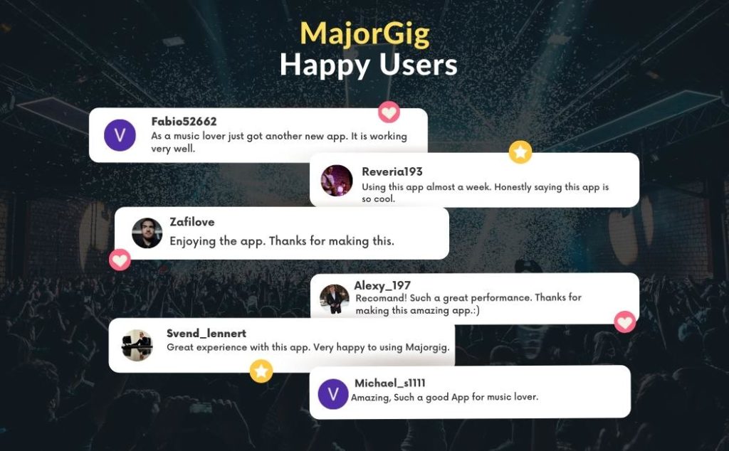 MajorGig user testimonials