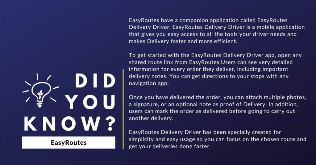 Special Fact about EasyRoutes App