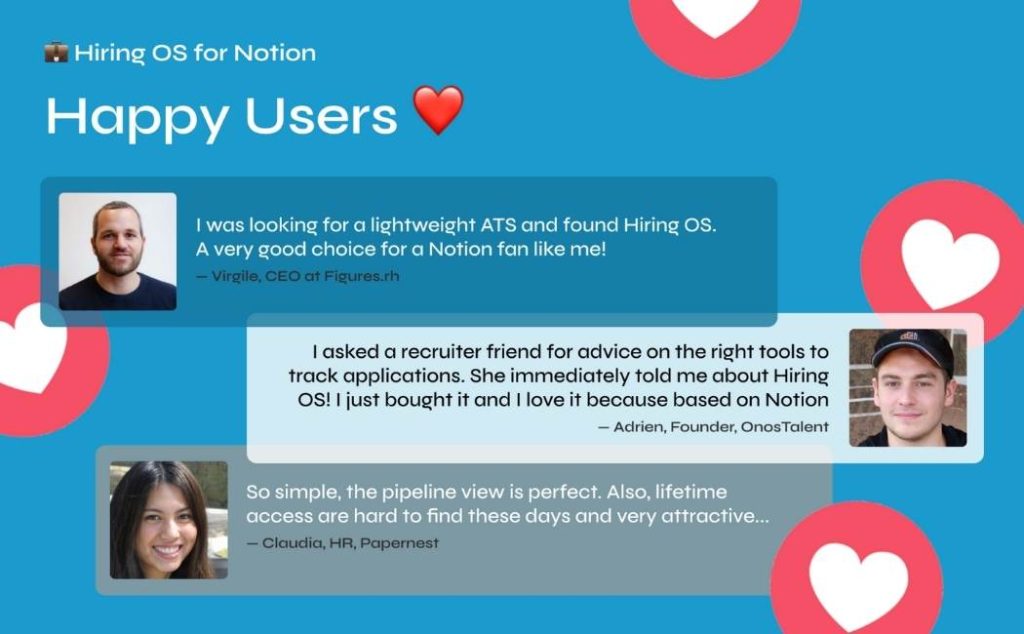 Hiring OS for Notion User Testimonials